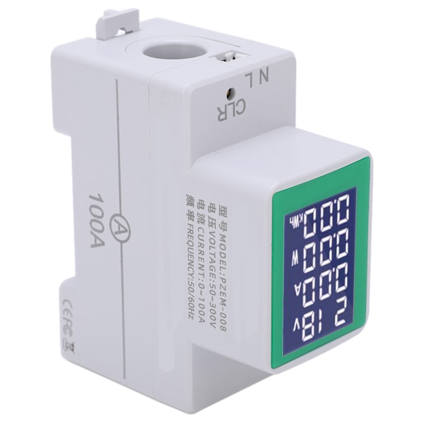 PZEM‑008 LCD Digitalt Display Amperemeter Voltmeter Multifunktionel Skinne Wattmeter AC 50‑300V