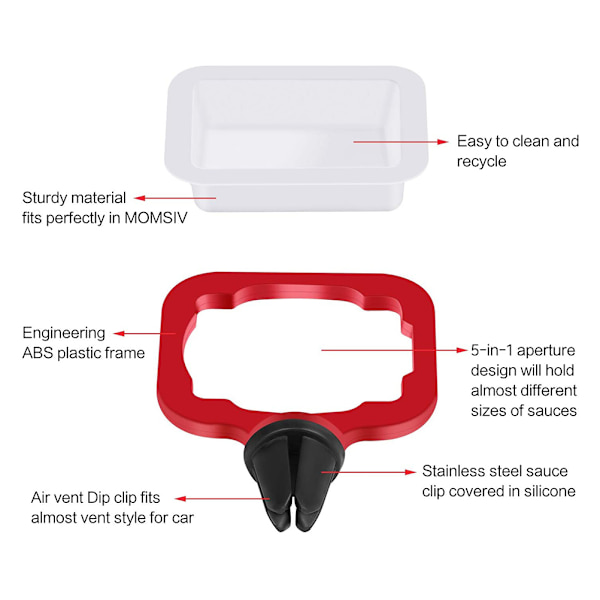 2ST Bilsåsholder Dip Clip Set Mini Ketchup Dipkopper til bil