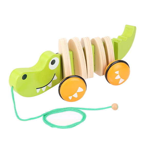 Småbarn Barn Krokodil Trärep Leksak Walk A Long Pull Toy