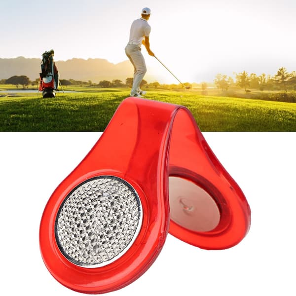 Multifunktionel rustfrit stål magnetisk golfboldmarkør med hatteklips Golftilbehør (rød)