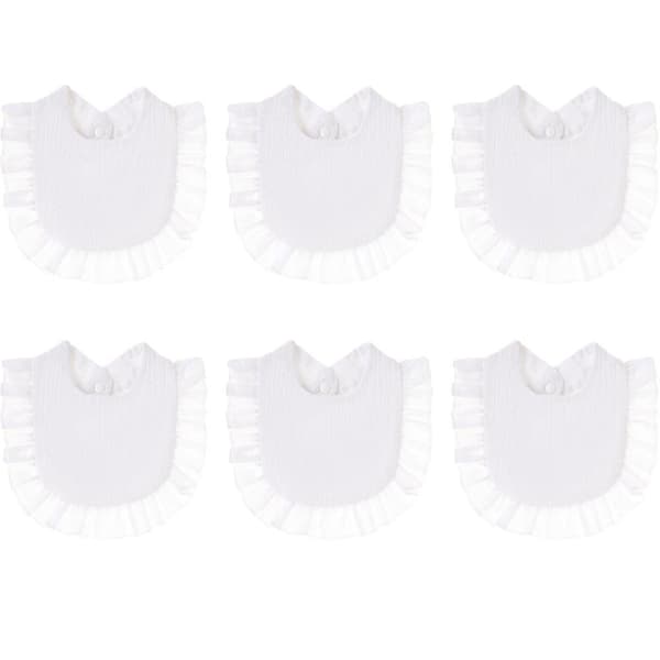 6-pack babyhaklappar i bomull White