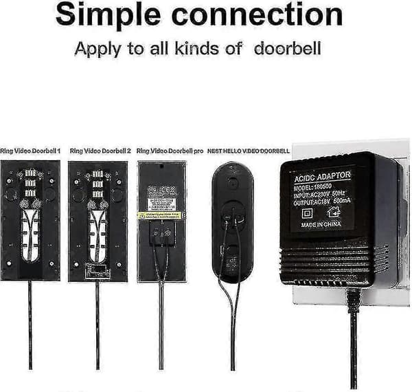 2023 - Strömadapter för Nest Hello videodörrklocka, videodörrklocka med videointercom