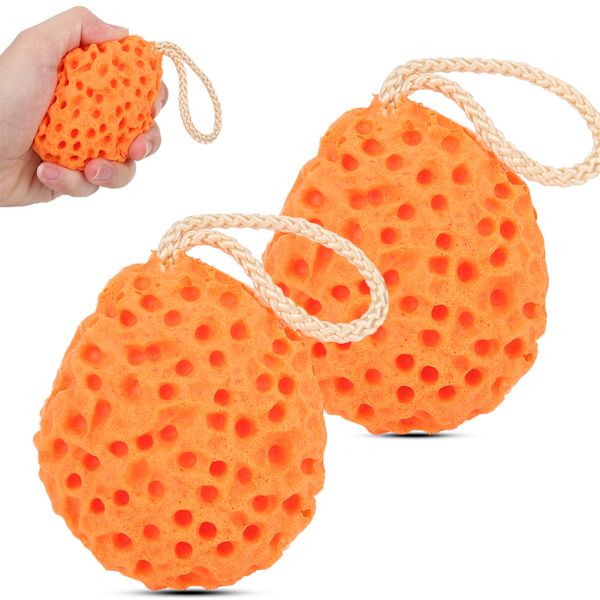 2 st Spädbarnsbadsvamp Gnid Kroppsmjuk Badskrubb Barndusch Skummande Bath BallOrange