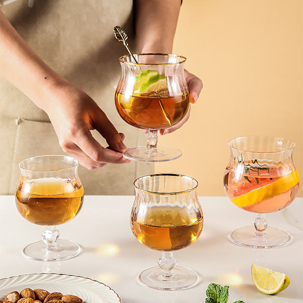 Retro juomalasi Värmeenkestävä Elegant jälkiruokakuppi jäätelölle 300 ml Tilavuus Kulta
