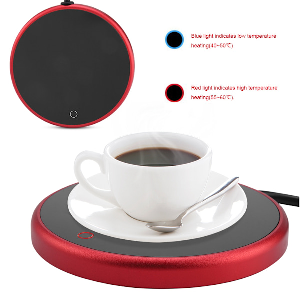 Elektrisk koppvärmardyna Desktop Te Kaffe Mjölkmugg Värmarunderläggsbricka 220-240V (röd EU-kontakt)