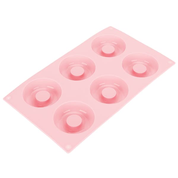 6 Cavity Silicone Donut Baking Pan Nonstick Cake Biscuit Mold Tool Kitchen Accessories (Pink)