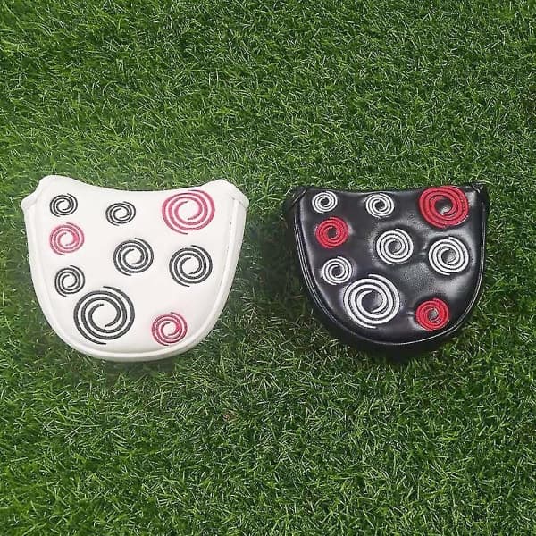 Golf Head Guard Golf Mallet Putter Beskyttelse Lær Hodebeskyttelse Magnetisk Lukking Simple black