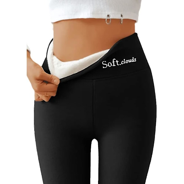 Vintervarme Fleece Leggings til Kvinder, Slanke Termiske Tights (Sort, Størrelse M til 3XL)
