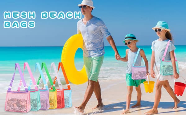 Strandleker Mesh Beach Bag Barn Skjell Samleveske Strandsandleker[LD]
