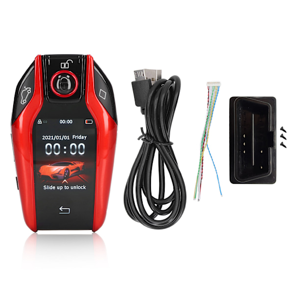 Universal TK800+ LCD-pekskärm Smart Key Fjärrkontroll Keyless Entry för alla Start Stopp Motorknapp Modeller Röd
