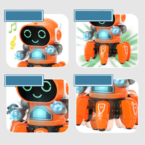 Robotlegetøj Seks kløer Plast Intelligent Dans Sanglys Elektrisk robotlegetøj til drenge Orange