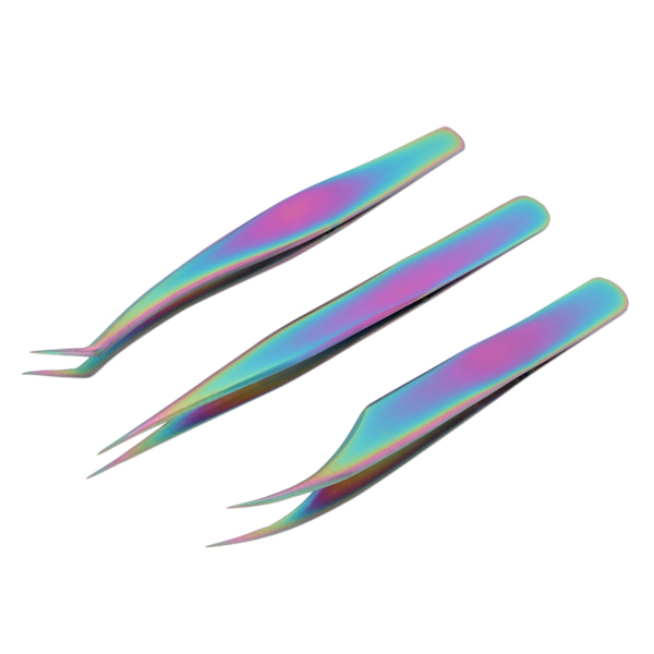 3st rostfritt stål Nail Art Pincett Graft Ögonfransar Pincett Set Manikyrverktyg