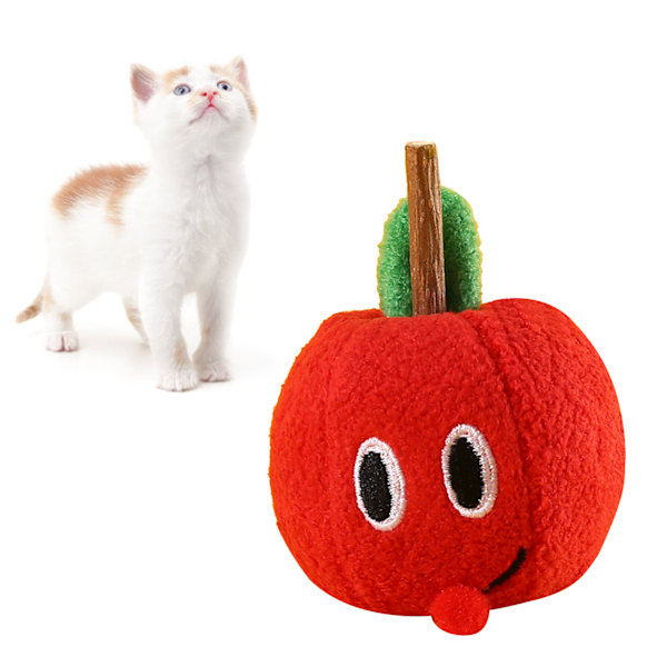 Söt plysch liten hundleksak Inbyggd kattmynta tandslipning Intressant mjuk äppelformad hundleksak för hundar Katter