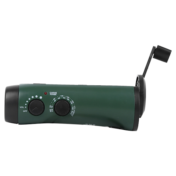 Plast utomhus handvev multifunktions ficklampa Radio nödläge LED ficklampa Mobiltelefon Laddning Grön