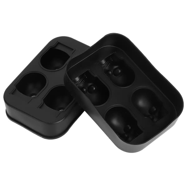 Dödskalleformad isbitsform i silikon, set om 2, 4 fack för hemmabar