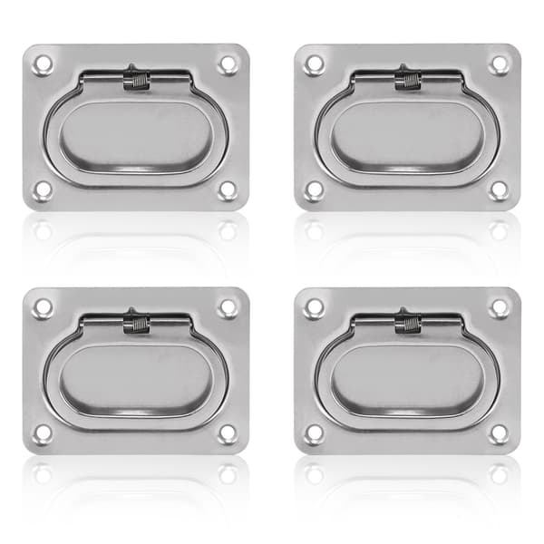 4 stk. Flush Ring Pull Dæklifter Dækselhåndtag 316 Rustfrit Stål Kvadrat til Båd Skib
