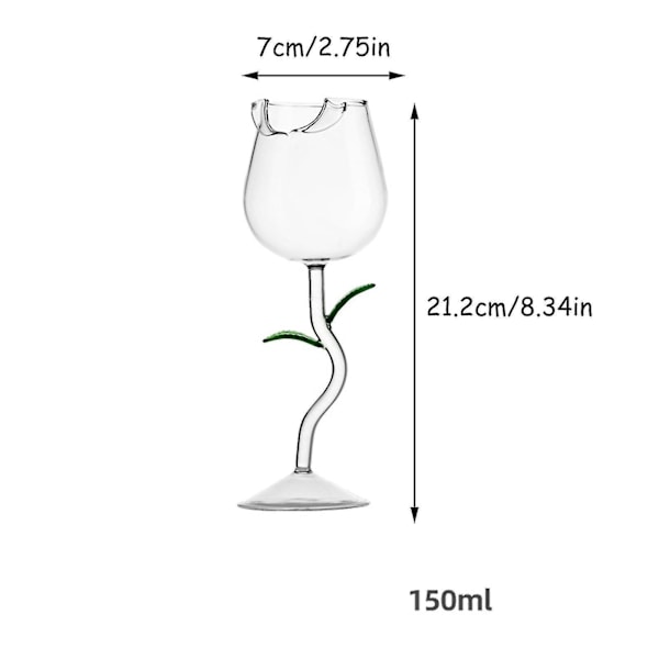 Gröna rosformade vinglas - Kreativa transparenta dryckesglas för fest, bröllop, alla hjärtans dag