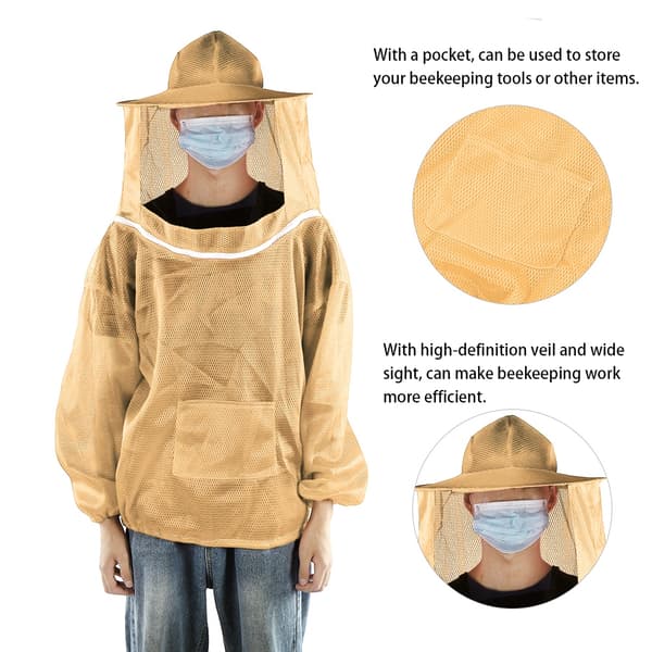 Beekeeping Tool Professional Beekeeping Protective Jacket Beekeeper Veil Suit Smock Orange