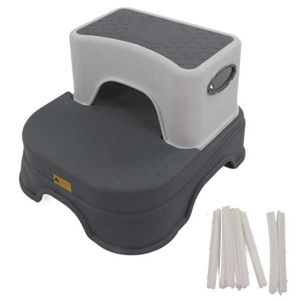 Children's Step Stool Double Anti-Slip Height Adjustable Widened Base Ergonomic Toddler Step Stool 2 Layer Removable Step Stool Grey White