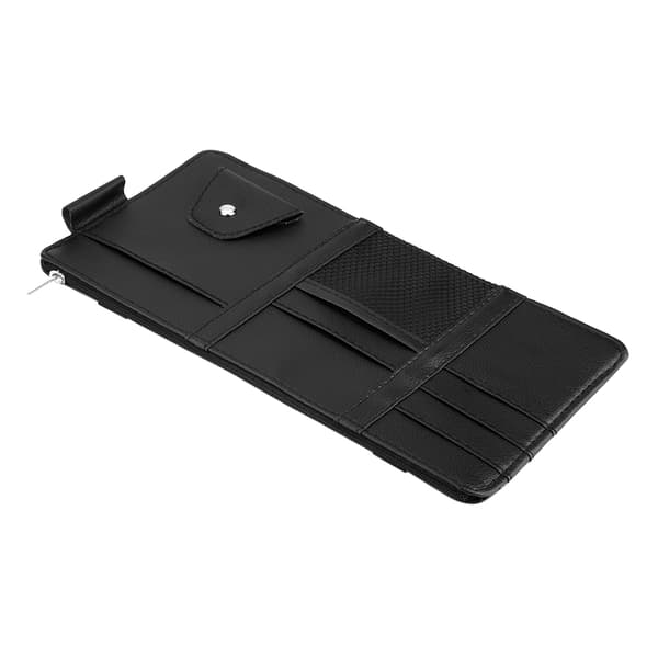 Universal bil solskærm læder CD solbriller kort organizer holder