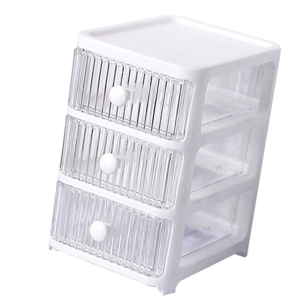 Desktop Storage Box with Drawers Multi-layer Transparent Multifunctional Stackable Desk Organizer for Home Bedroom Office 3 Layers