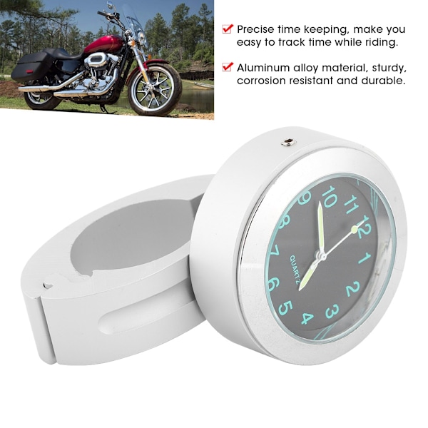 22/25 mm motorcykelstyremonterad klocka Universal vattentät klocka Inbyggt batteri (elektrosilvering)