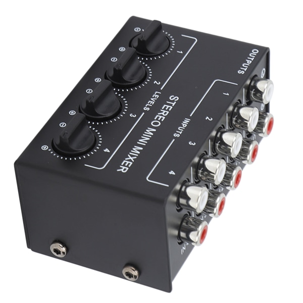 CX400 Mini Passiv Stereomixer Mini Bærbar Stereo 4-kanals Mixer for CD-spiller Båndopptaker Datamaskin Mobiltelefonnettbrett Datamaskin Svart