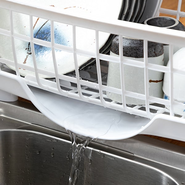 Oppvaskstativ Rask drenering Avtakbar bunn Dreneringsbrett Design Sterk plast Oppvaskstativ for bestikk Spisepinner Hvit