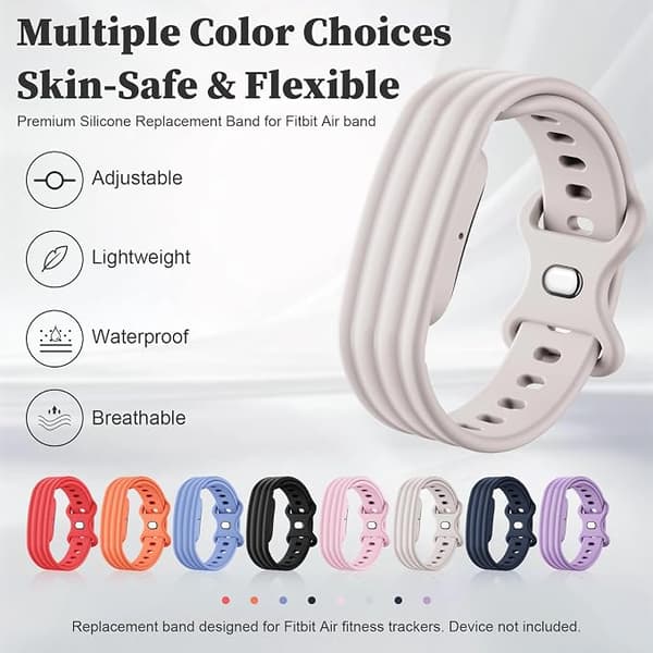 Urrem Kompatibel med Google Fitbit Air, blød silikone erstatningsrem. 2-pak.[LD] Black