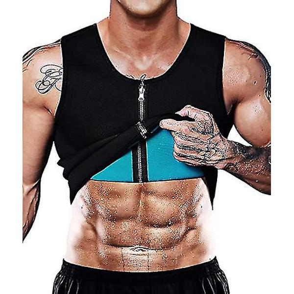 Sauna Vest Talje Træner Korset Neopren Tank Top Træningsvest XL Sort Blå