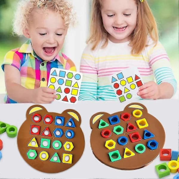 Formmatchningsspel Färg Sensorisk Pedagogisk Leksak Barnpussel Geometrisk B 1 Player