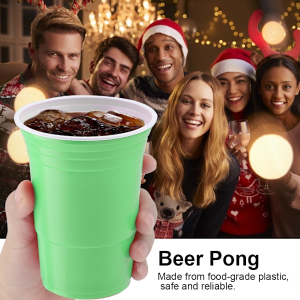 Beer Pong Set Beer Pong Drikkespill Set Beer Pong Kopper - 25 kopper (grønn)