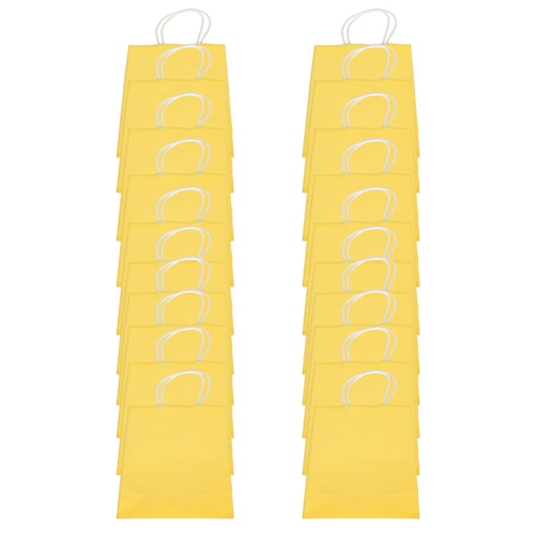 20 stk Bærbare Kraftpapirposer Pakke Gavepose Tilbehør til Shopping Fødselsdagsfester 15 x 8 x 21cm Gul