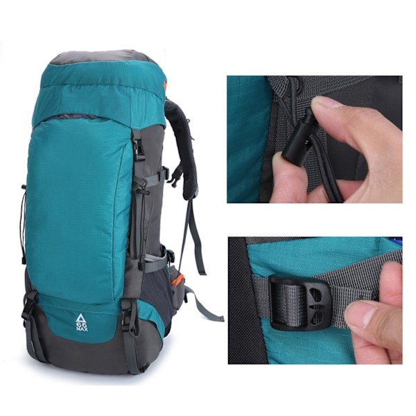 Ryggsekk Oxford stoff Pustende slitesterkt spenne Design Klatre-ryggsekk for fotturer Camping 65L Lake Blue