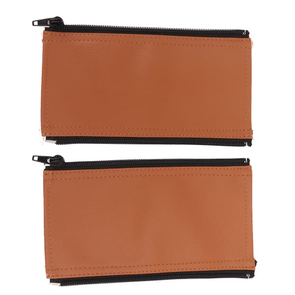 2 Pcs Stroller Handle Sleeve Zipper Cleanable Soft Comfortable Elastic Stroller PU Leather Cover Brown