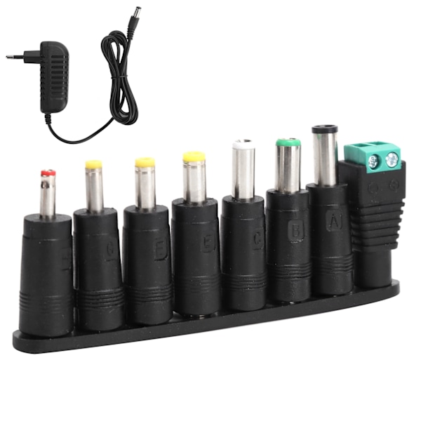 Strömförsörjningsadapter 12V 2A LED-strips Switchande laddare med 8 DC-konverteringskontakter 100-240VEU-kontakt