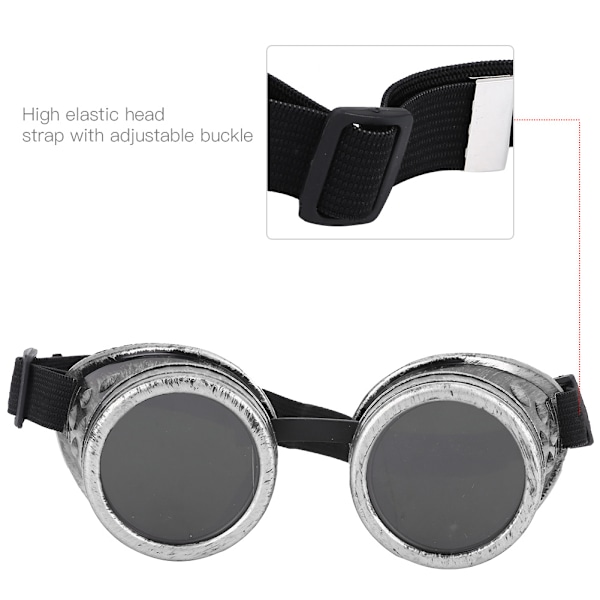 ABS-muoviset steampunk-tyyliset vintage-lasit, kaksinkertaiset aurinkolasit juhliin ja rekvisiitaksi, vintage-hopea