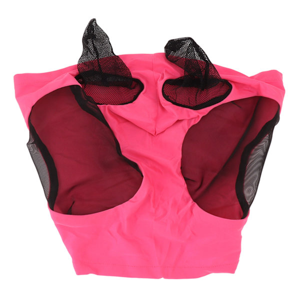 Heste-Net Fluemaske Åndbar Elastisk Hesteansigtsmaske med Ørebeskyttelse Rideudstyr til Ridesport Rose Red