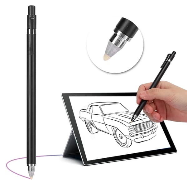 Universal Stylus Pen med dobbelthoved til berøring af tablets og mobiltelefonskærme (sort)