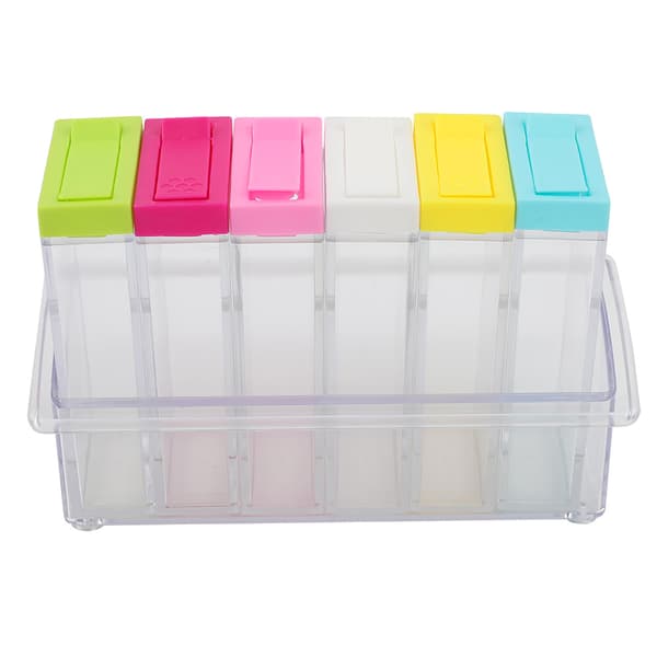 Transparent Plastic Spice Bottles Jars 6 Grids Set Kitchen Utensil Accessories