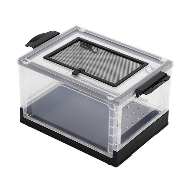 Pet Terrarium Foldbar frontåpningsdør Pustende Smådyr Habitat Tank med hjul for Rutin Kylling Hamster Svart