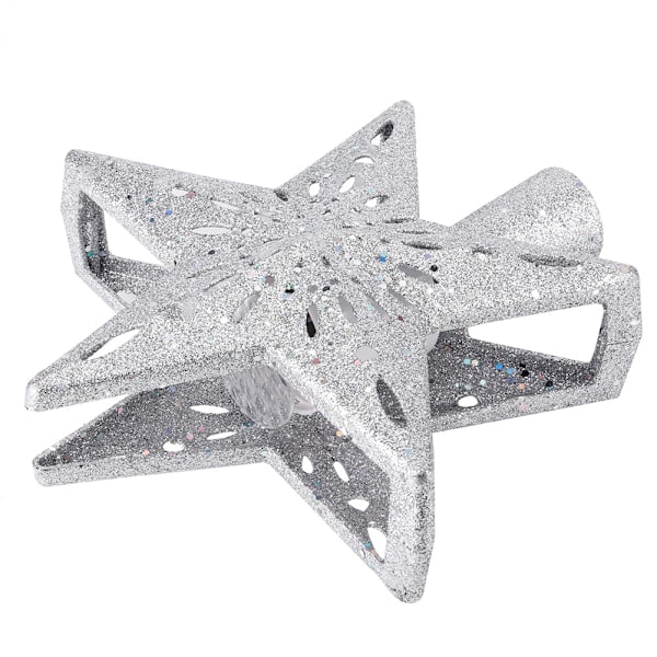 100-240V LED Hollow Star Snowflake Projector Light Rotation Lamp for Christmas Tree Top Decorationssilver US