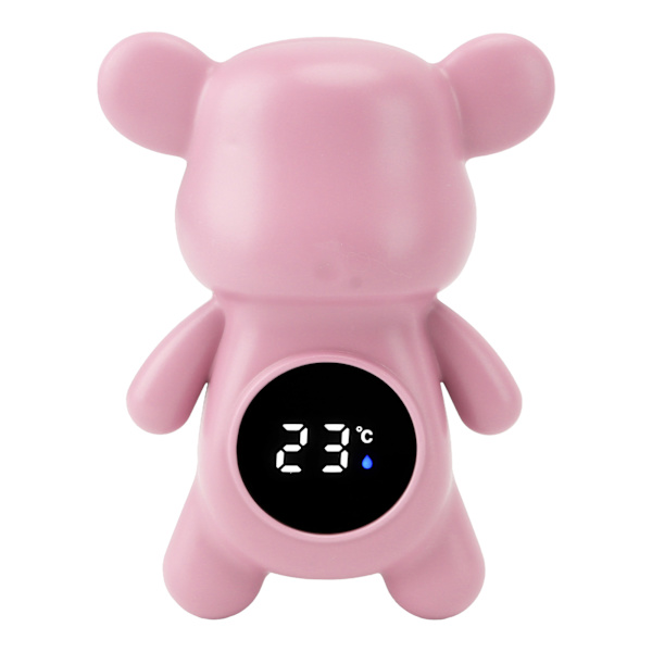 Digital babybadtermometer Björnform Säkerhetsdisplay Vattentermometer RumstemperaturSpädbarn Babybadleksak Rosa