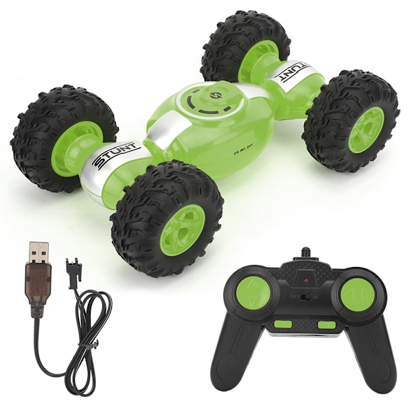 1:12 Stuntbil Dobbeltsidet Firehjulstræk Deformation Fjernstyret Crawler Model Grøn