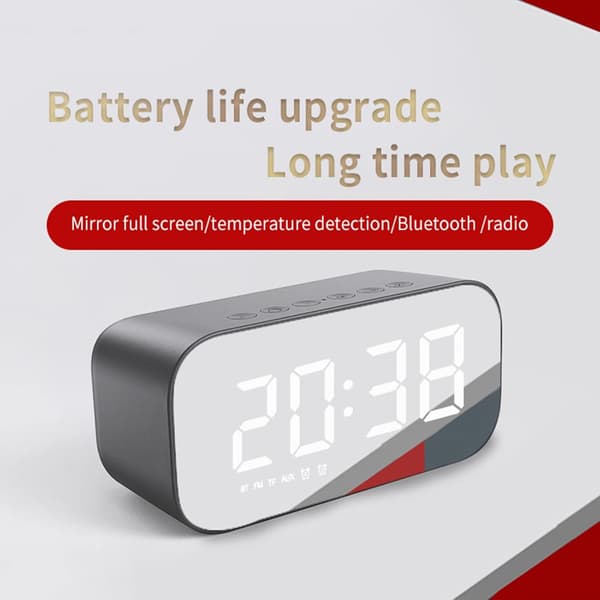 Multifunctional Digital Alarm Clock - Dual Alarm, Bluetooth Speaker with FM Radio, Adjustable Brightness and Temperature Display