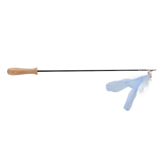 Funny Cat Stick Infällbar fjäderklocka Rolig Cat Stick med trästång för inomhuskatter Blå