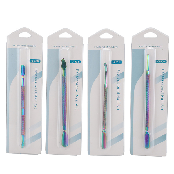 4 st rostfritt stål nagelbandsskjutare med dubbla ändar stålpusher Dead Skin Remover (4st set)