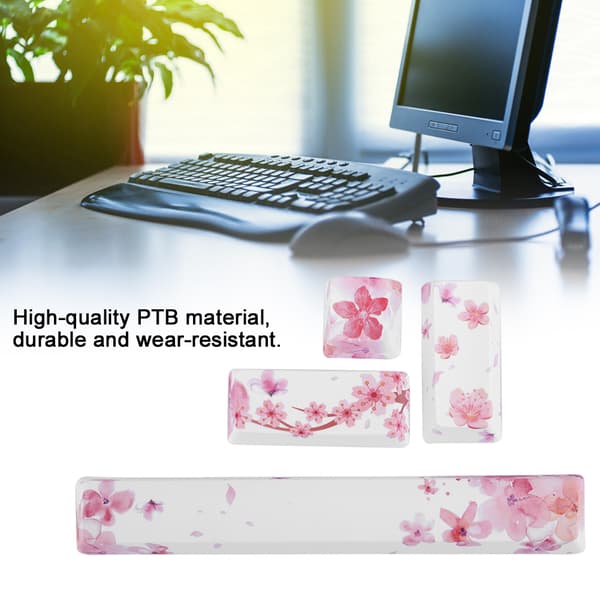 Sakura Pattern Keycaps Set för mekaniskt tangentbord (4st)