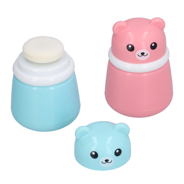 2 kpl Cartoon Bear Pölypuffilaatikko tyhjä kylpyhuoneen jälkeen Puff Box Body Powder Container Kotimatka Cartoon Bear