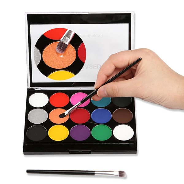 Body Paint Finish Kit 15 färger professionell palett tvättbar med 4 mallar